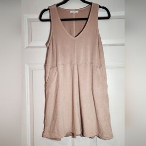 Z Supply Tan Suede Feel Sleeveless Mini Dress With Pockets Has Tiny Mark M